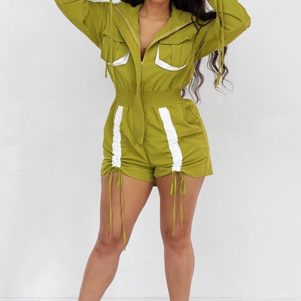 Casual Drawstring Romper made by Athina.